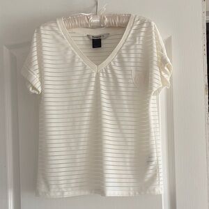 Desigual Women's White  V-Neck Tee